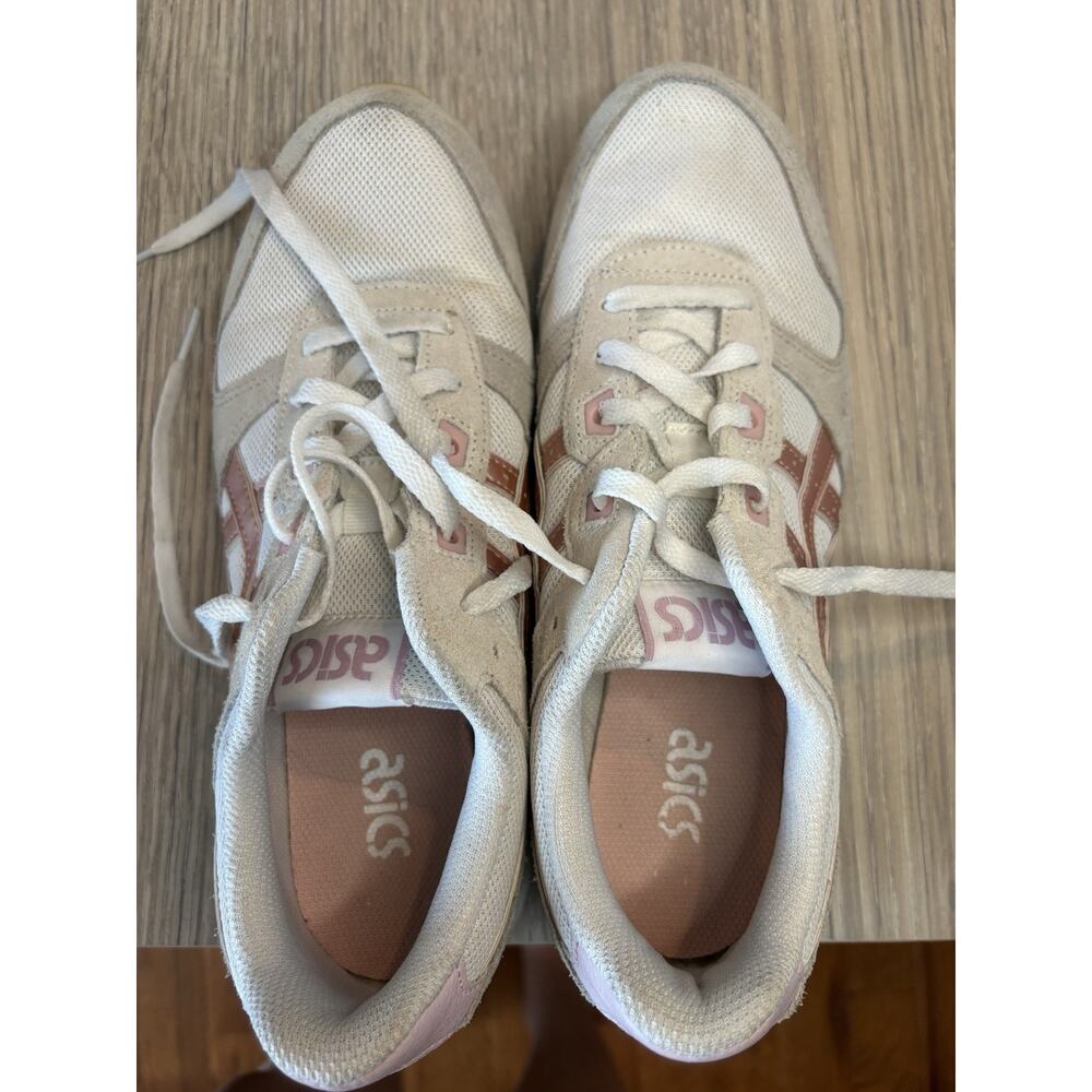 ASICS Womens 10 Sneakers Beige Pink Suede Mesh Lace Up Casual Shoes 1202A306 - Picture 10 of 10